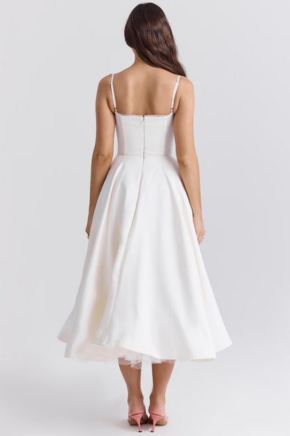 Women's Corset Bodice Tulle Midi Dress
