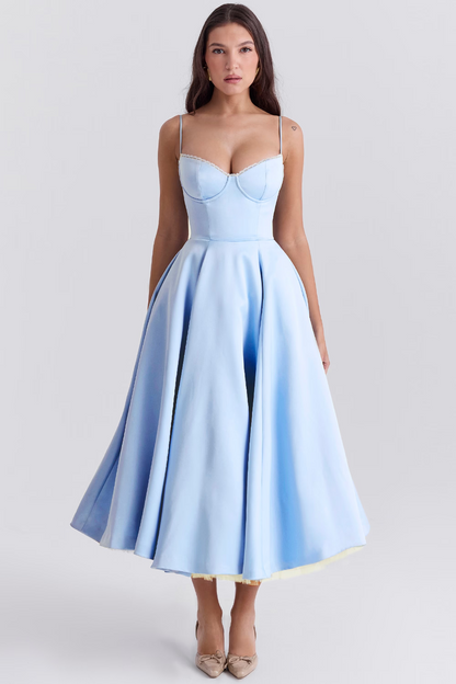 Women's Corset Bodice Tulle Midi Dress