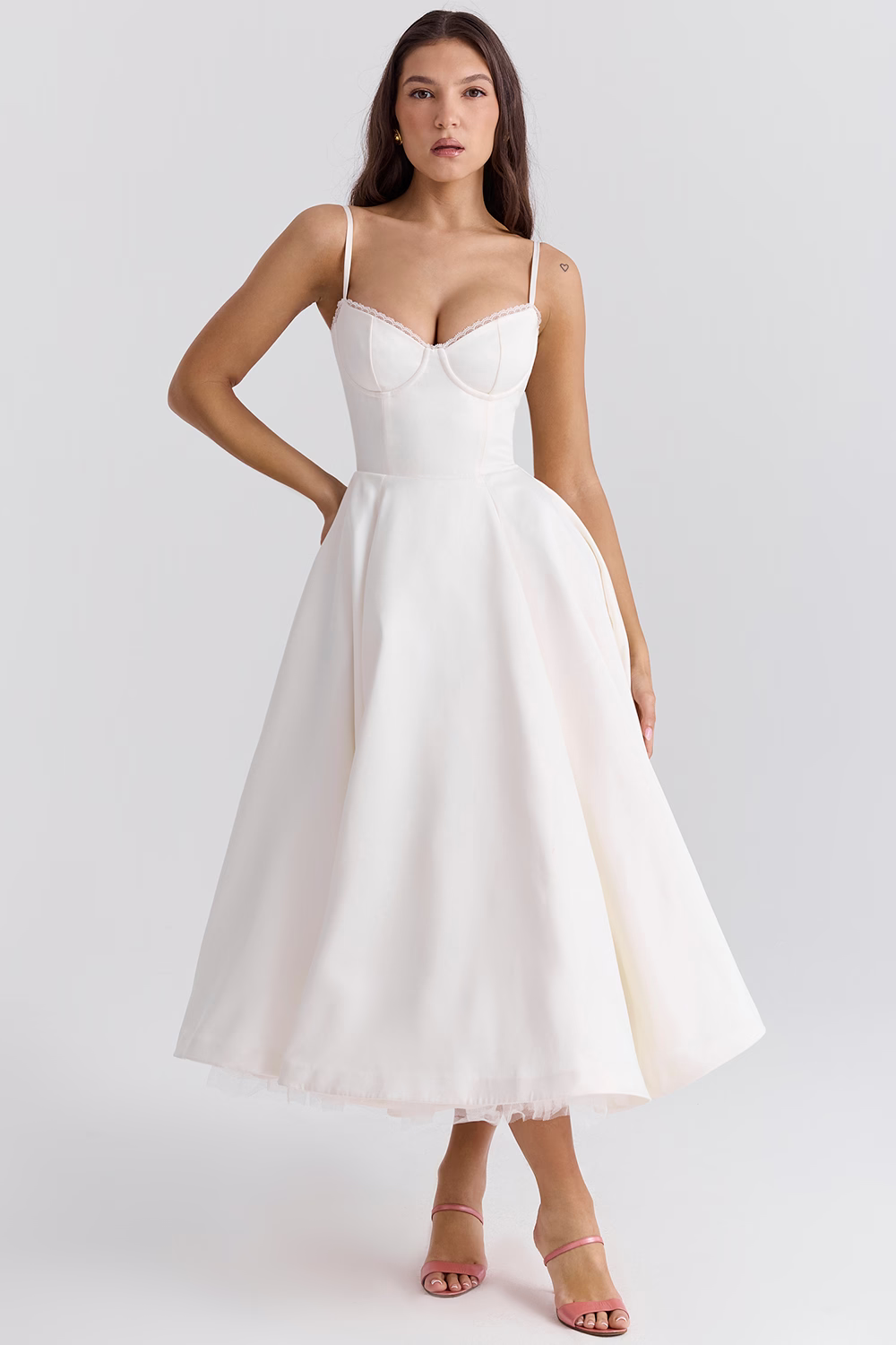 Women's Corset Bodice Tulle Midi Dress