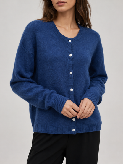 Women's Crewneck Button-Front Knit Cardigan