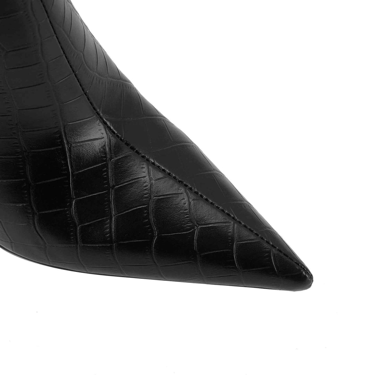 Women's Crocodile Embossed Pointed Toe High Heel Knee Boots