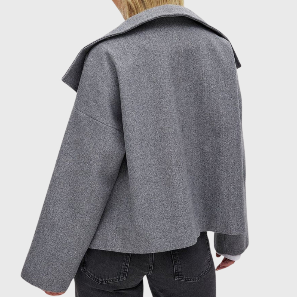Women's Cropped Double Breasted Coat with Wide Lapels
