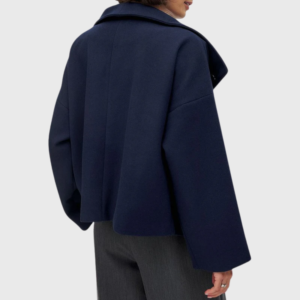 Women's Cropped Double Breasted Coat with Wide Lapels