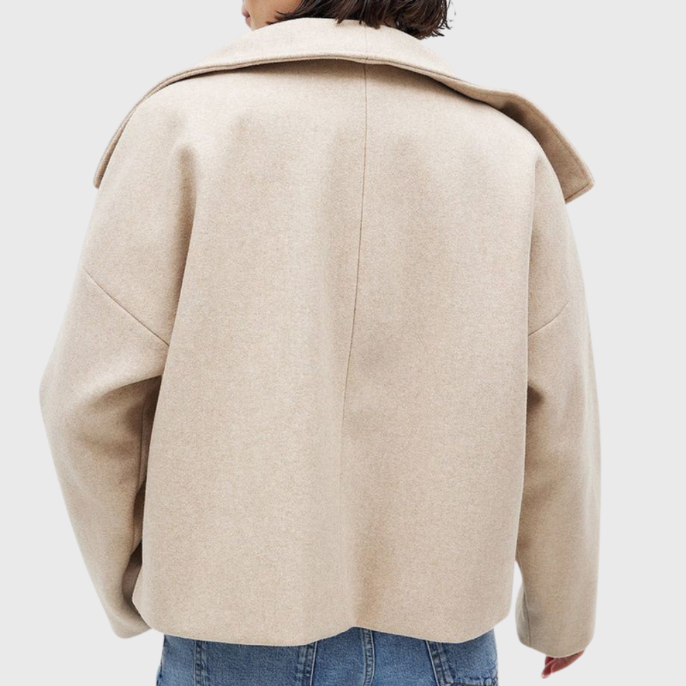 Women's Cropped Double Breasted Coat with Wide Lapels