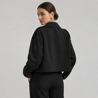Women's Cropped Double Breasted Trench Coat