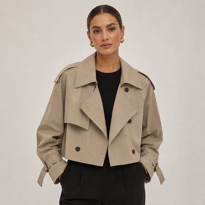Women's Cropped Double Breasted Trench Coat
