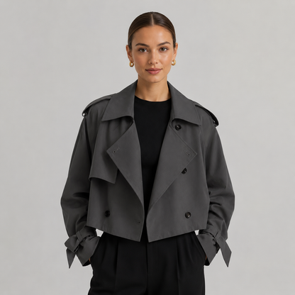 Women's Cropped Double Breasted Trench Coat