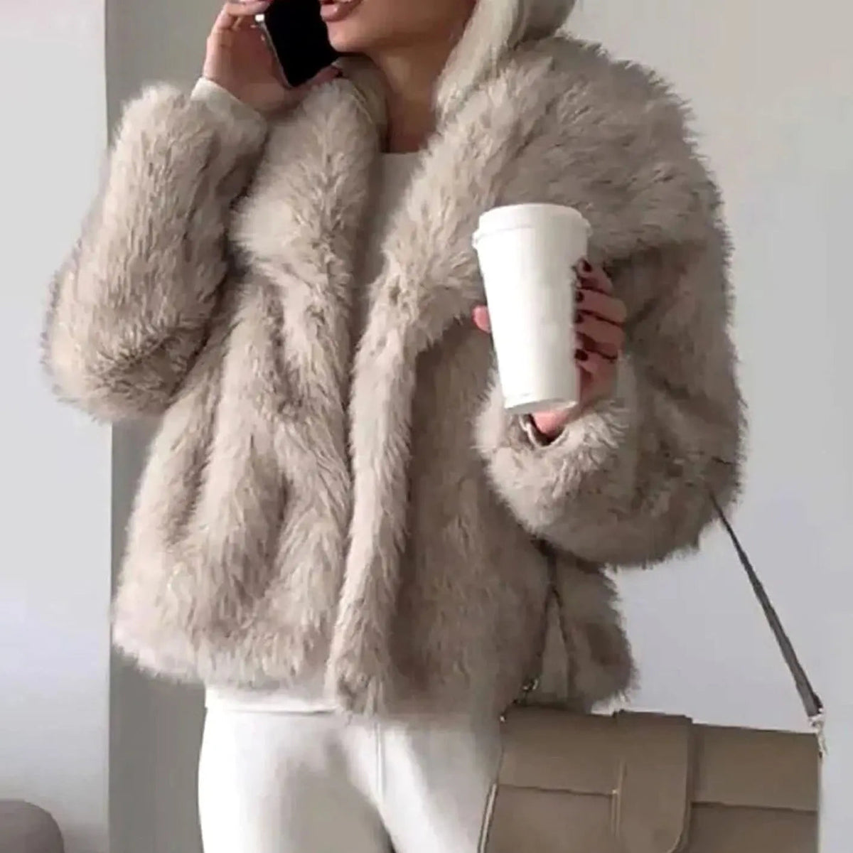 Women's Cropped Faux Fur Jacket
