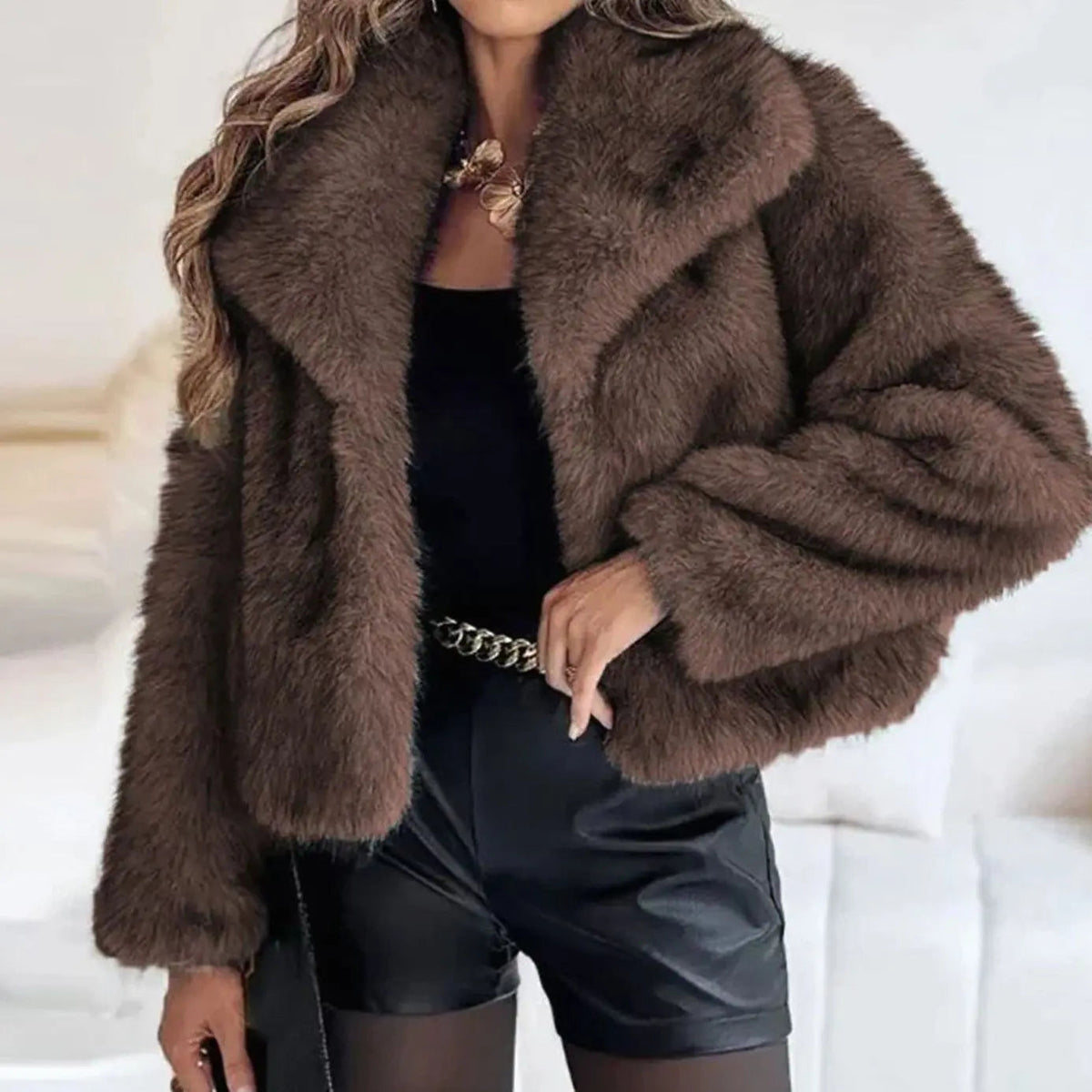 Women's Cropped Faux Fur Jacket