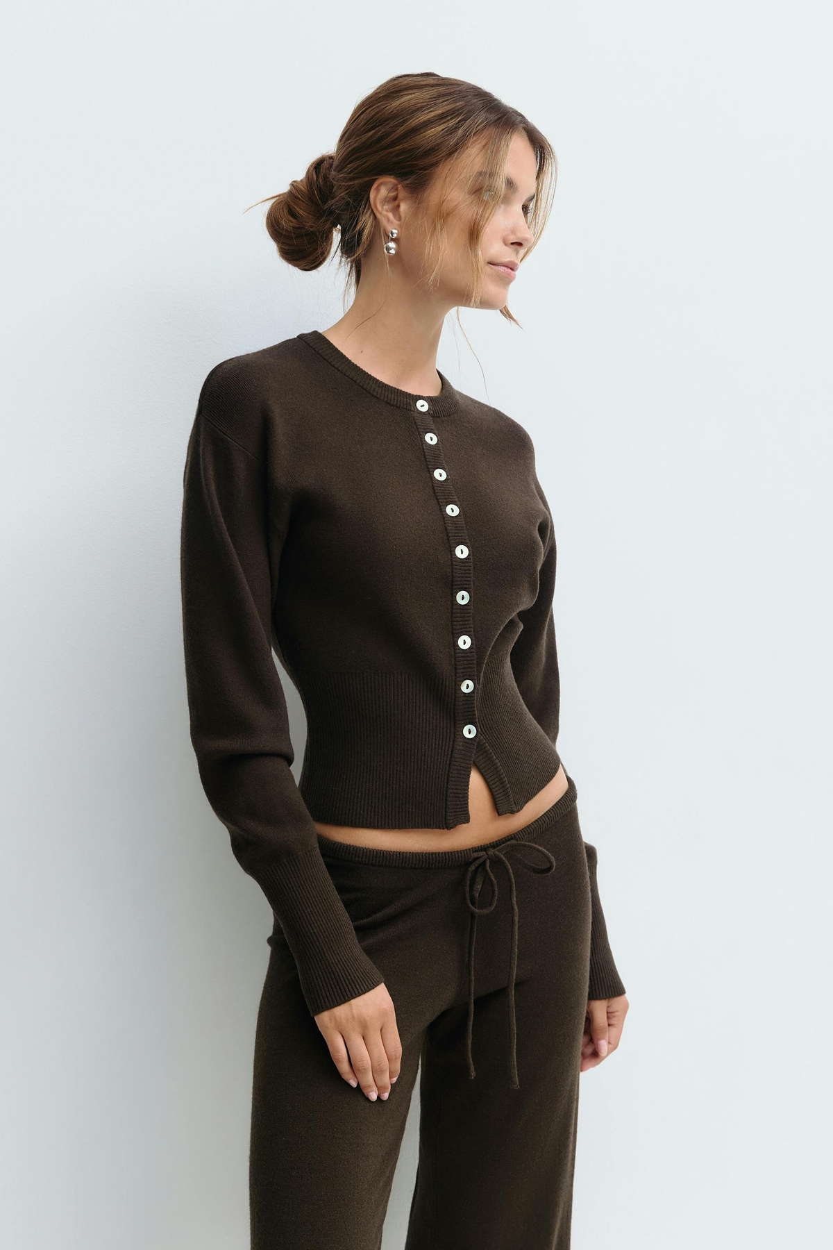 Women's Cropped Knit Top and Trouser Set