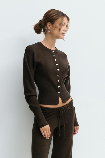 Women's Cropped Knit Top and Trouser Set