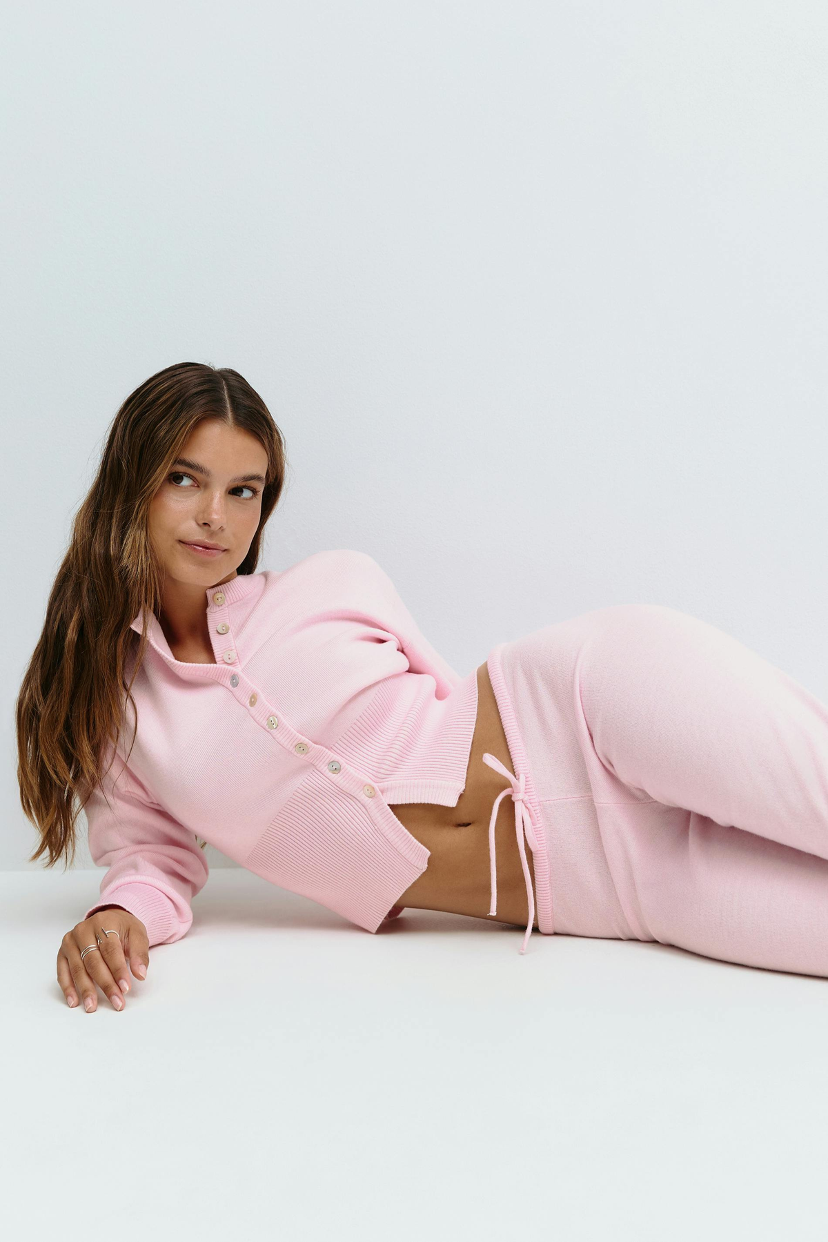 Women's Cropped Knit Top and Trouser Set
