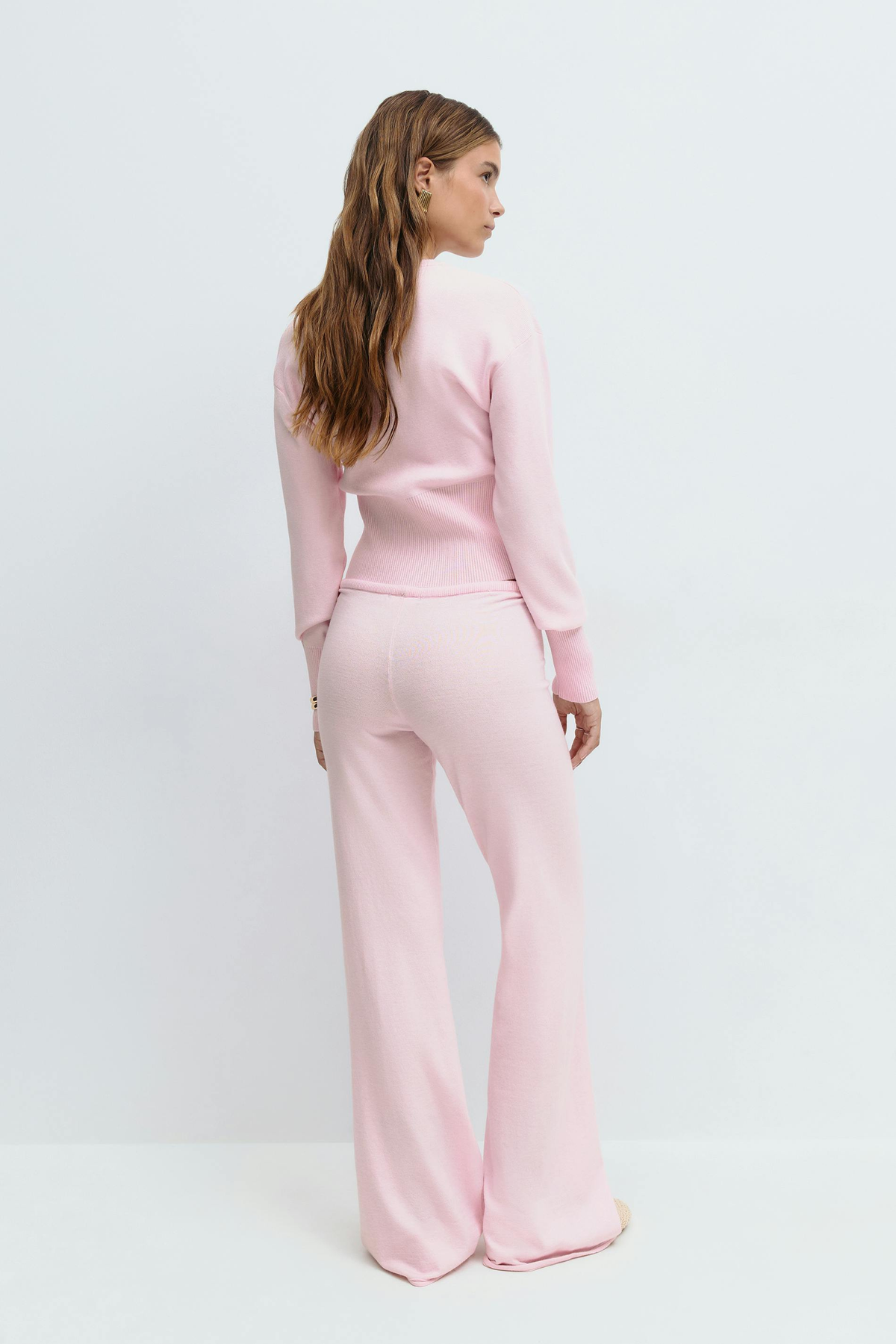 Women's Cropped Knit Top and Trouser Set