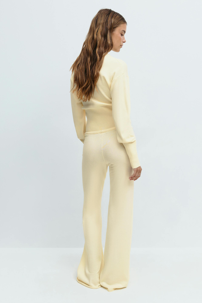 Women's Cropped Knit Top and Trouser Set