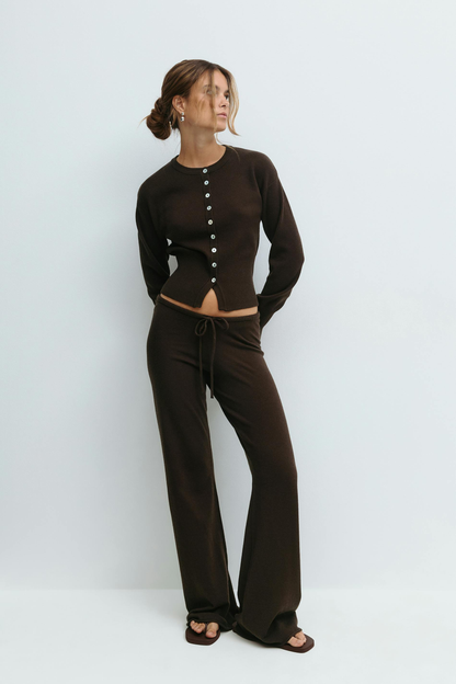 Women's Cropped Knit Top and Trouser Set