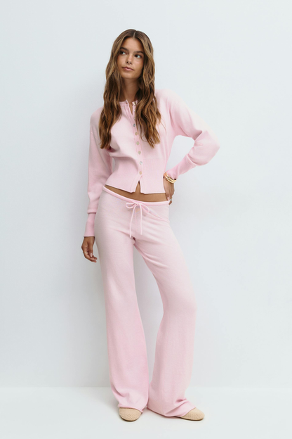 Women's Cropped Knit Top and Trouser Set