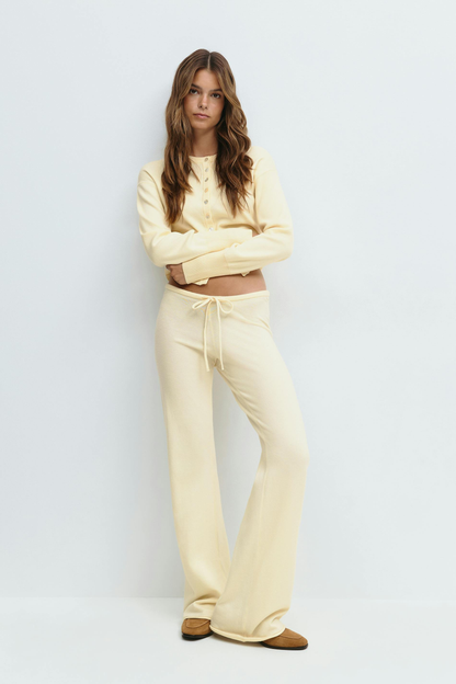Women's Cropped Knit Top and Trouser Set