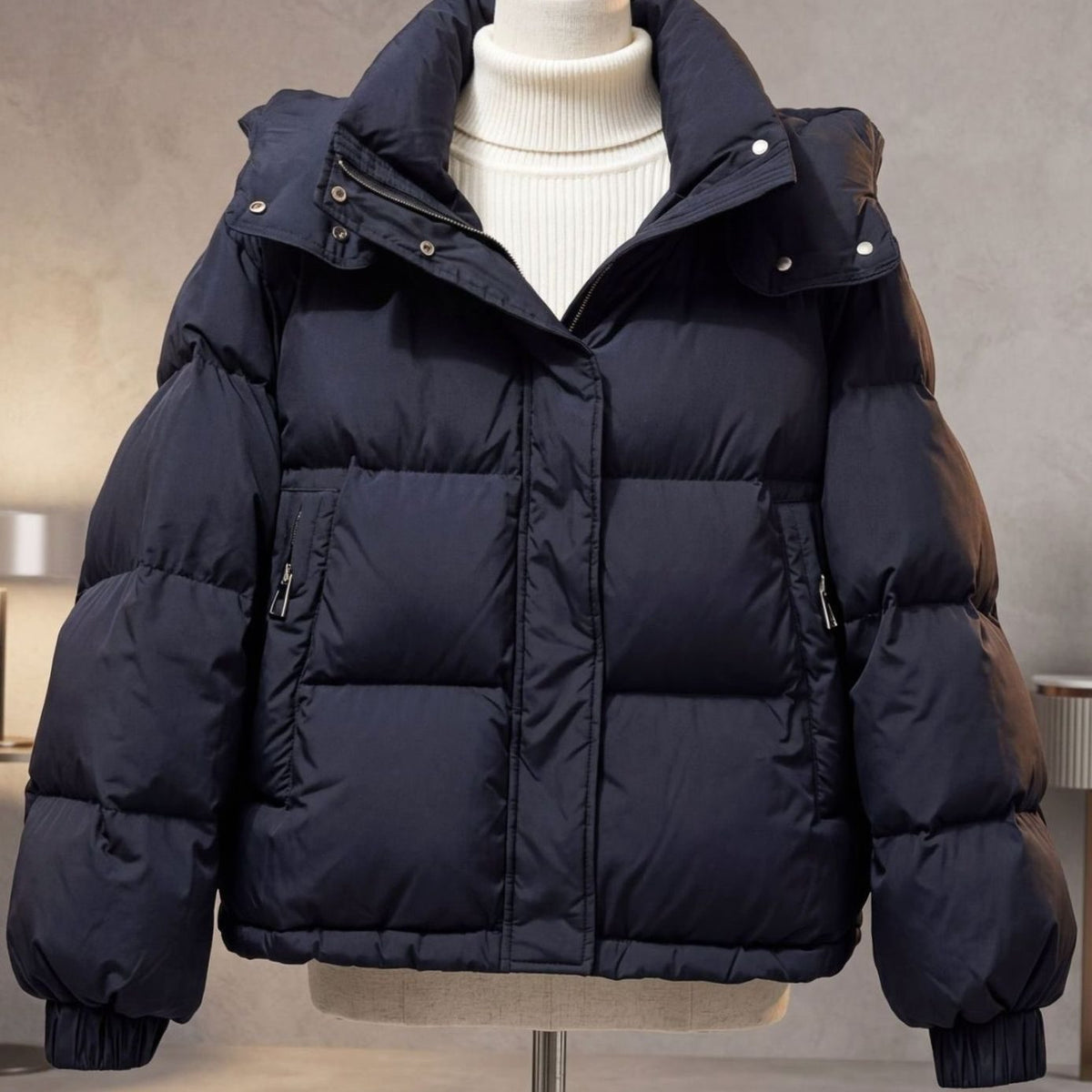 Women's Cropped Oversized Quilted Puffer Winter Coat