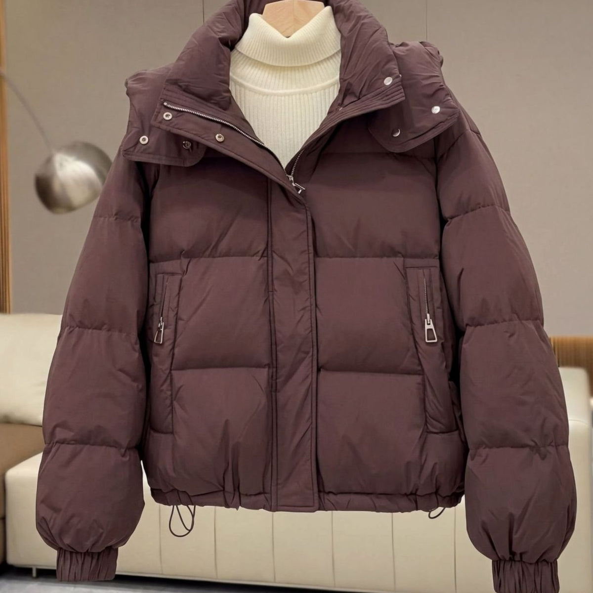 Women's Cropped Oversized Quilted Puffer Winter Coat