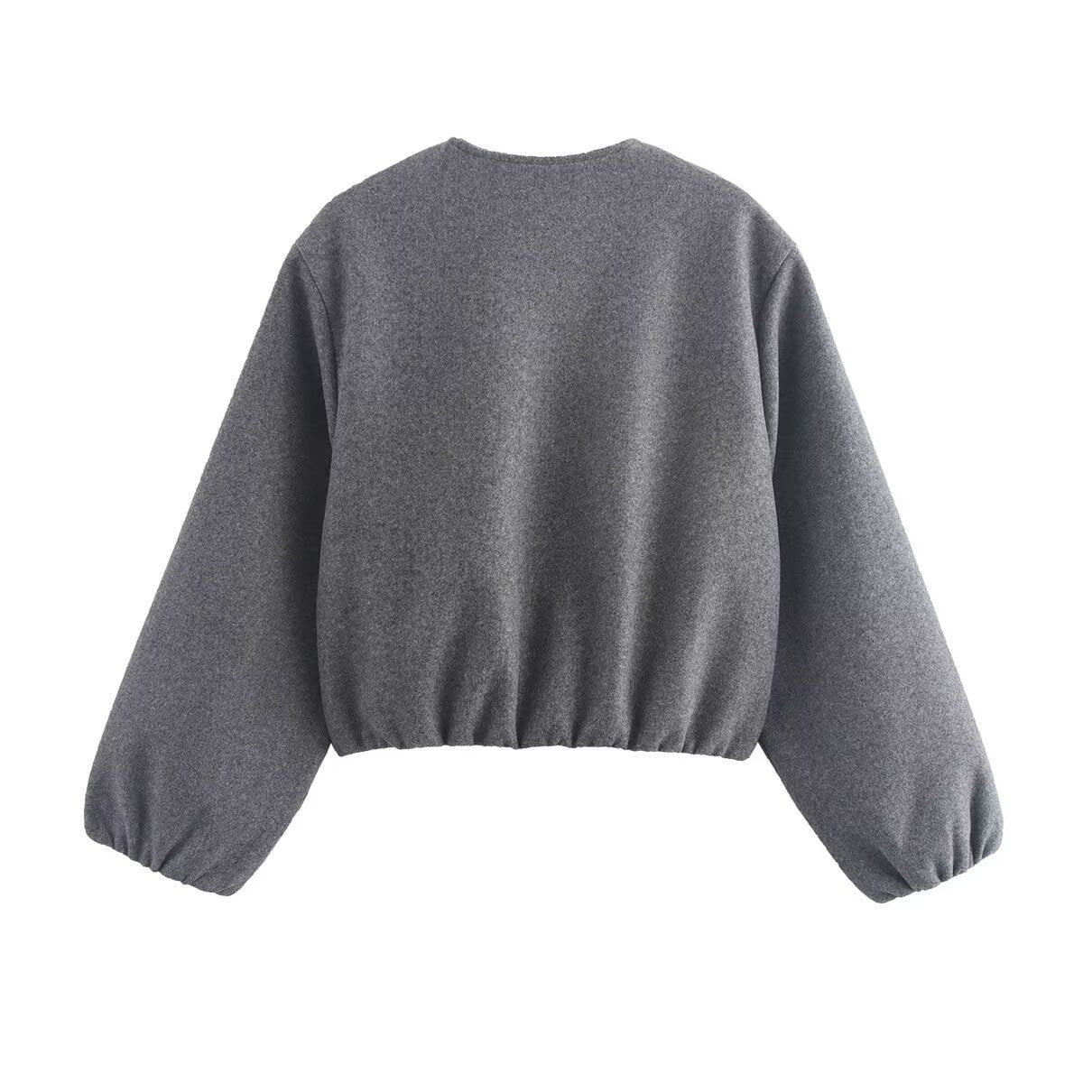 Women's Cropped Relaxed Bomber Jacket With Elasticated Hem