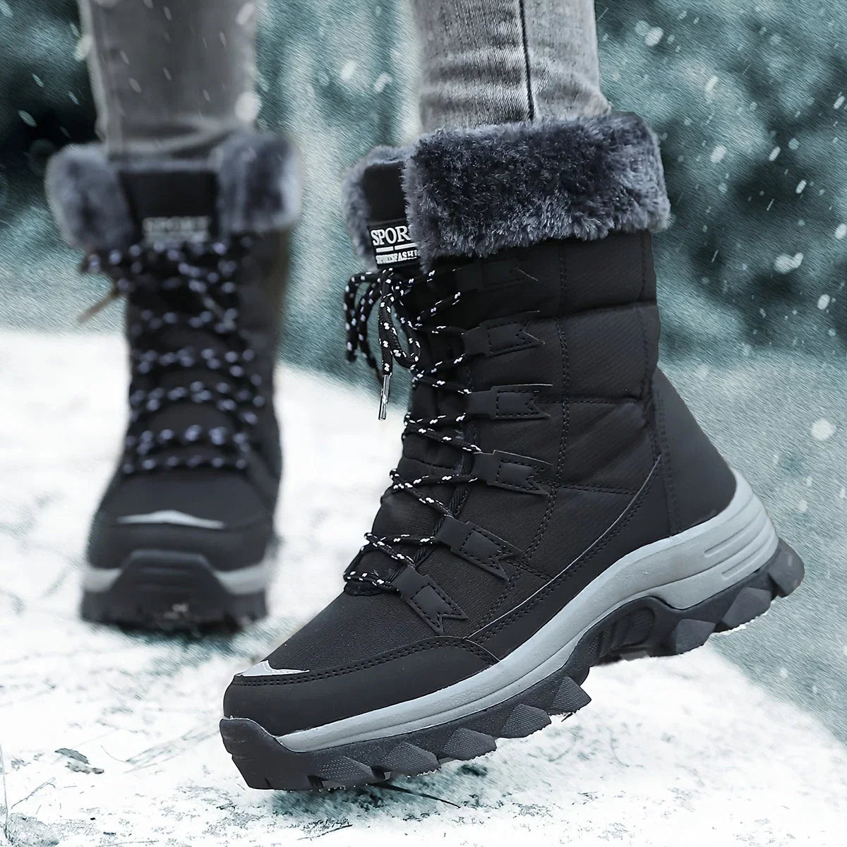 Women's Cushioned Faux Fur Snow Boots for Winter