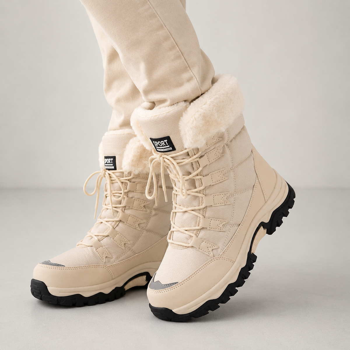 Women's Cushioned Faux Fur Snow Boots for Winter