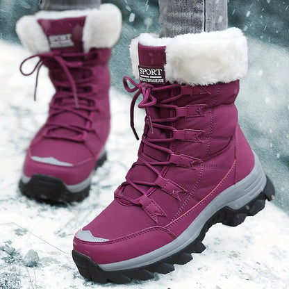 Women's Cushioned Faux Fur Snow Boots for Winter