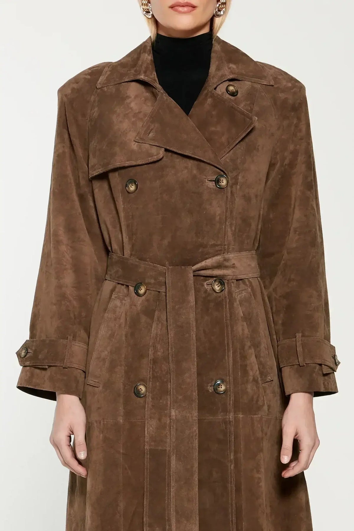 Women's Double Breasted Belted Trench Coat