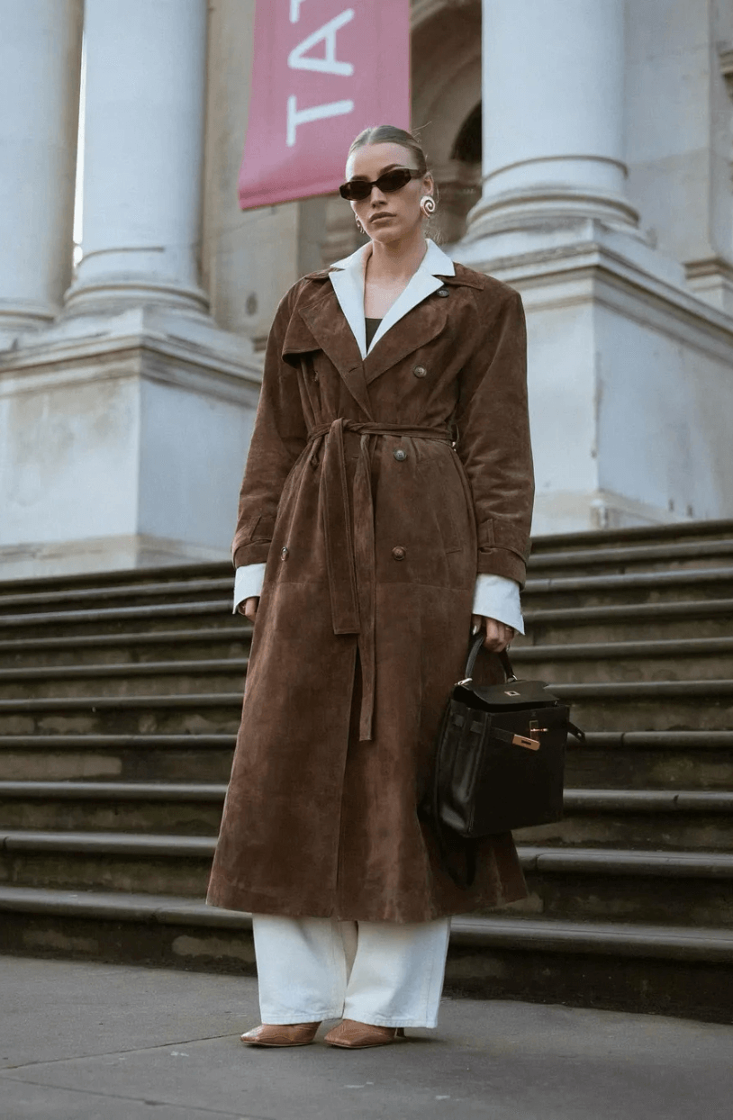 Women's Double Breasted Belted Trench Coat
