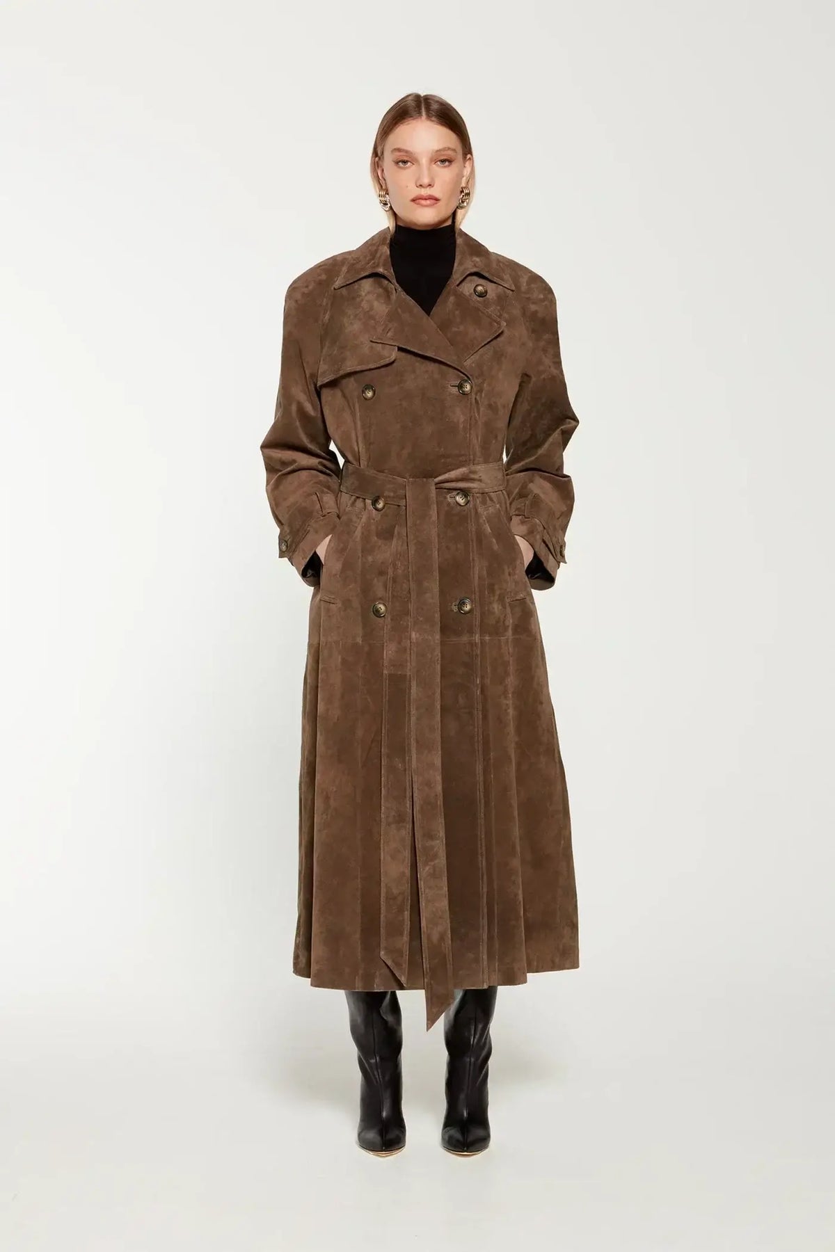 Women's Double Breasted Belted Trench Coat