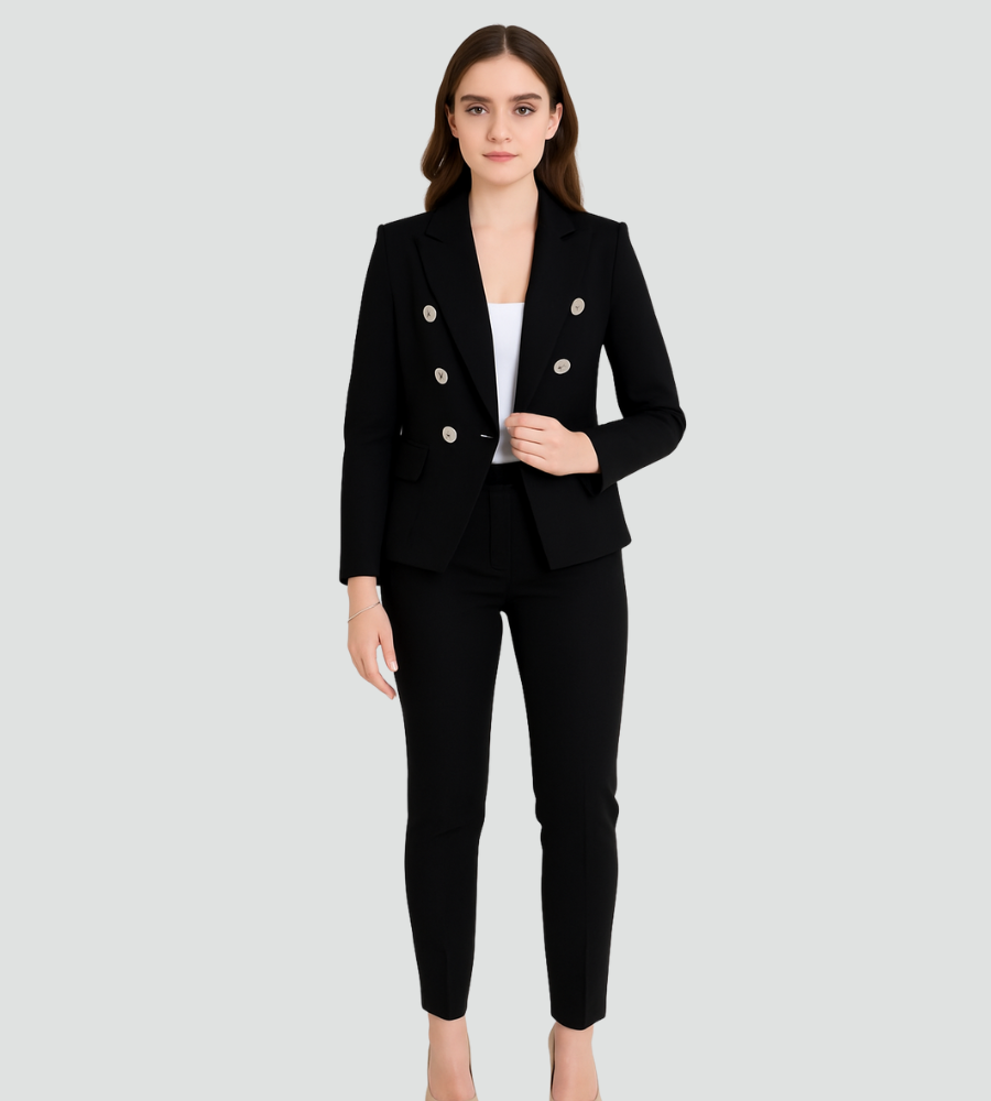 Women's Double Breasted Blazer And Trouser Suit