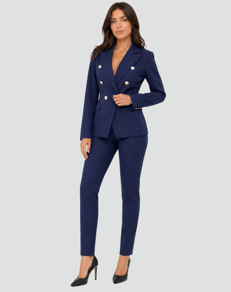Women's Double Breasted Blazer And Trouser Suit