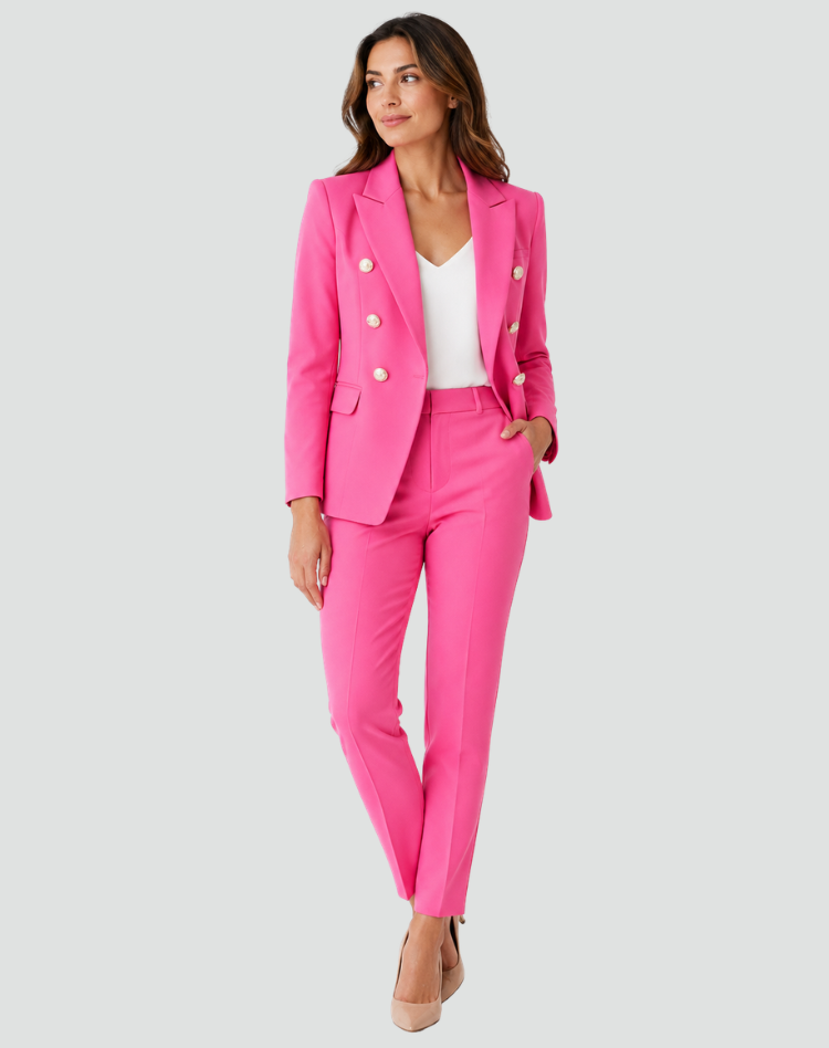 Women's Double Breasted Blazer And Trouser Suit