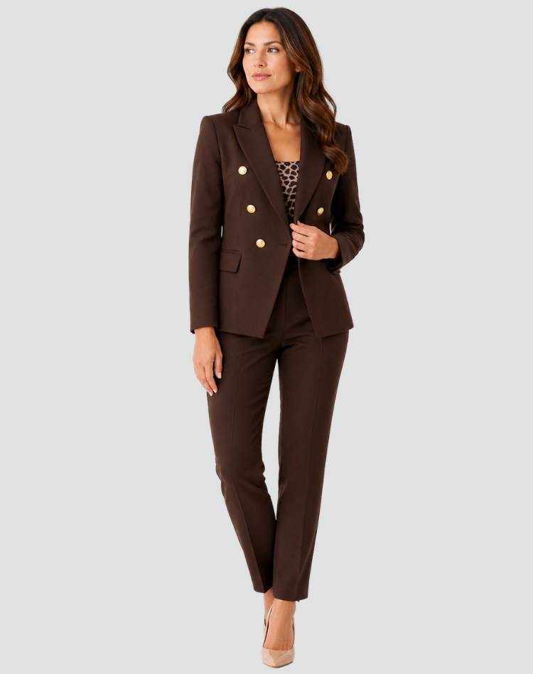 Women's Double Breasted Blazer And Trouser Suit