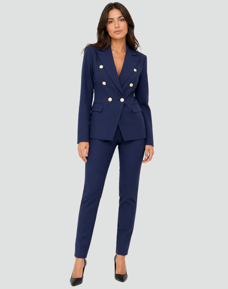 Women's Double Breasted Blazer And Trouser Suit