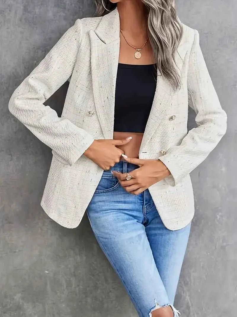 Women's Double Breasted Bouclé Tweed Blazer