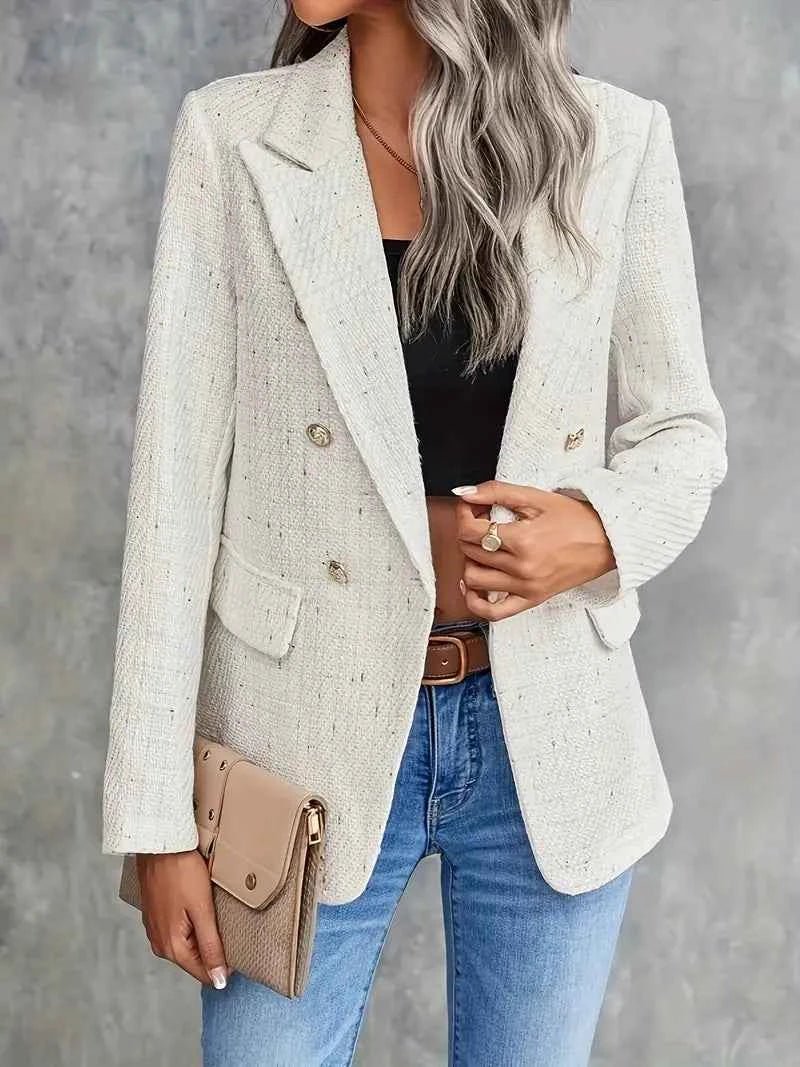 Women's Double Breasted Bouclé Tweed Blazer