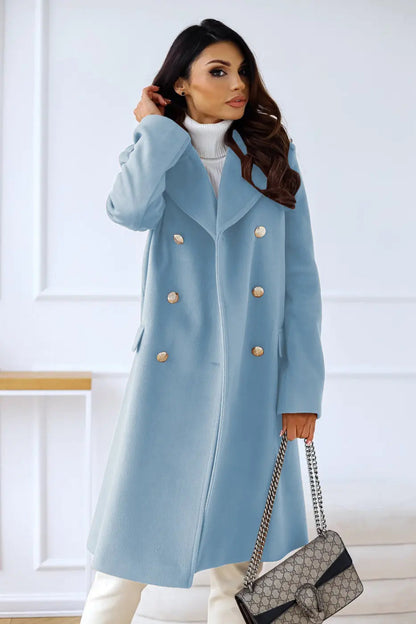 Women's Double-Breasted Long Wool Coat