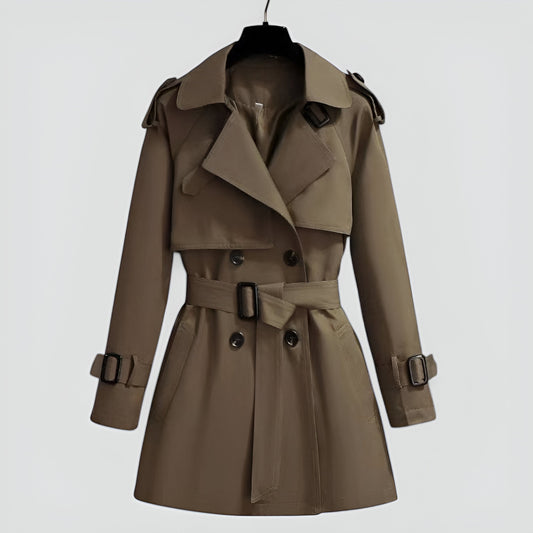 Women's Double Breasted Mid Length Trench Coat