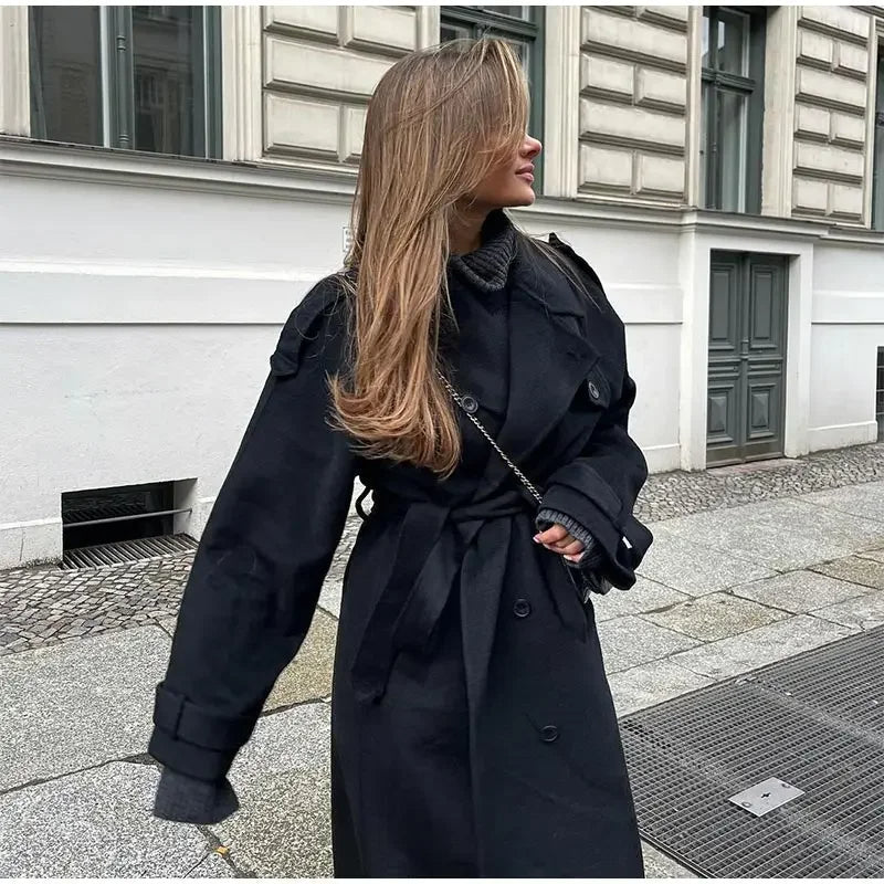 Women's Double Breasted Military Trench Coat