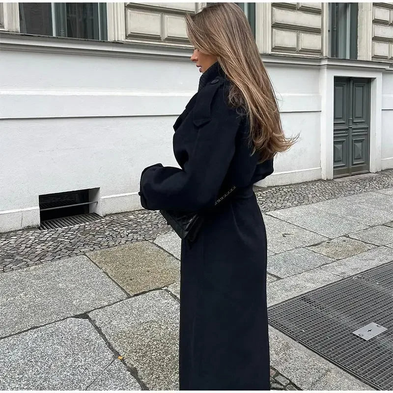 Women's Double Breasted Military Trench Coat