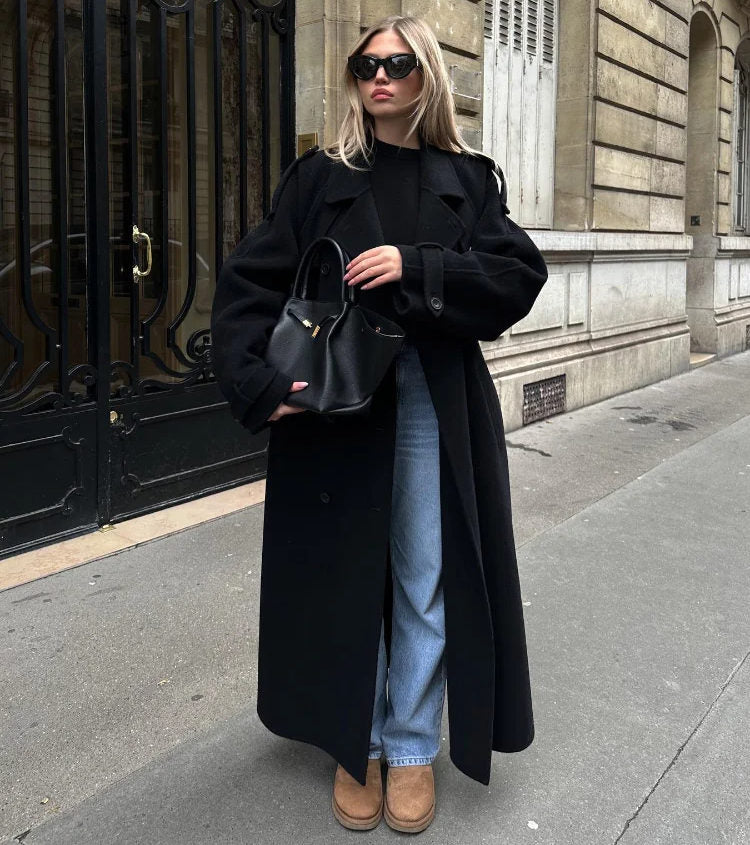 Women's Double Breasted Military Trench Coat