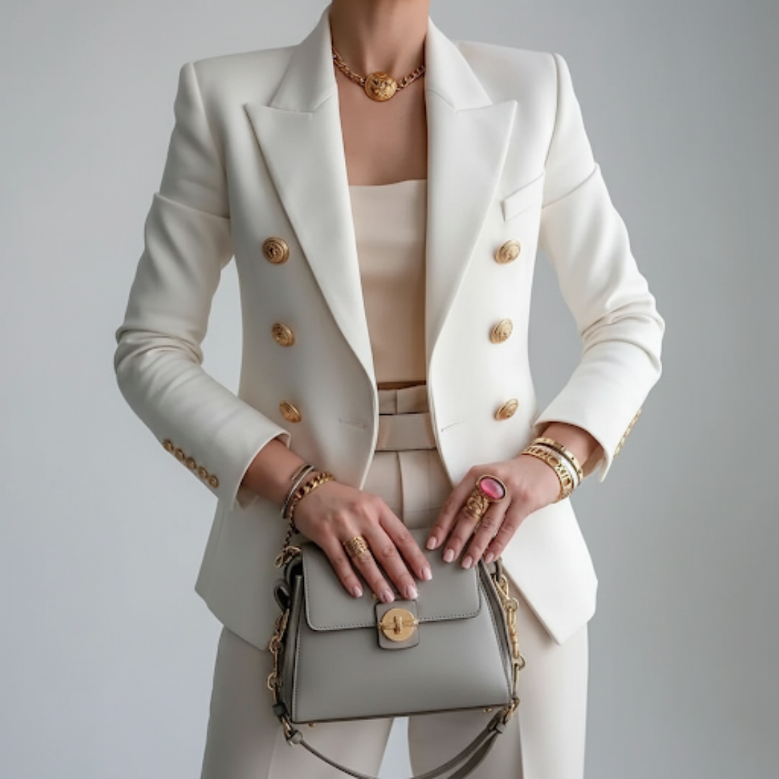 Women's Double Breasted Notch Lapel Blazer