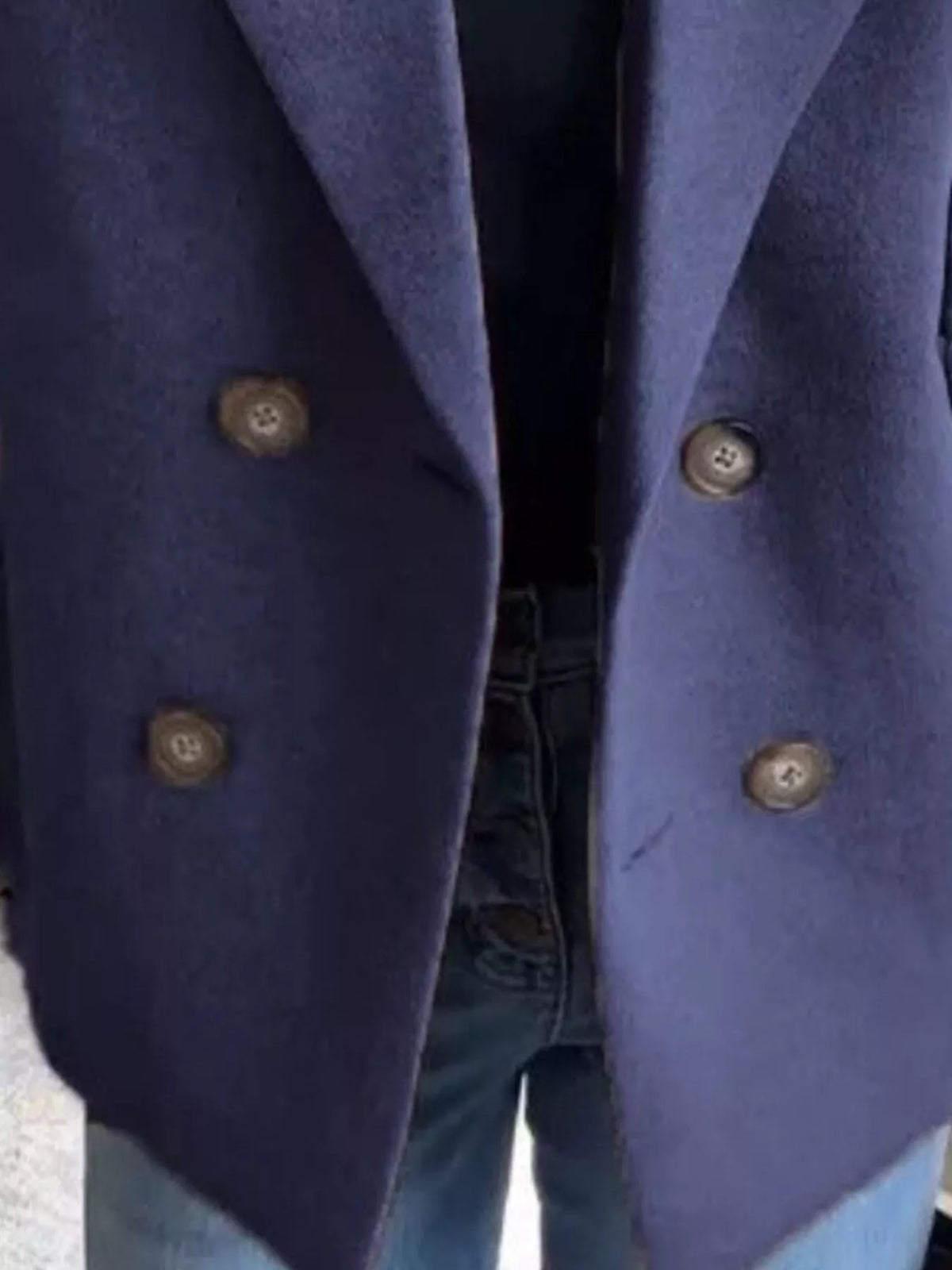 Women's Double Breasted Short Coat with Shawl Collar and Knit Cuffs