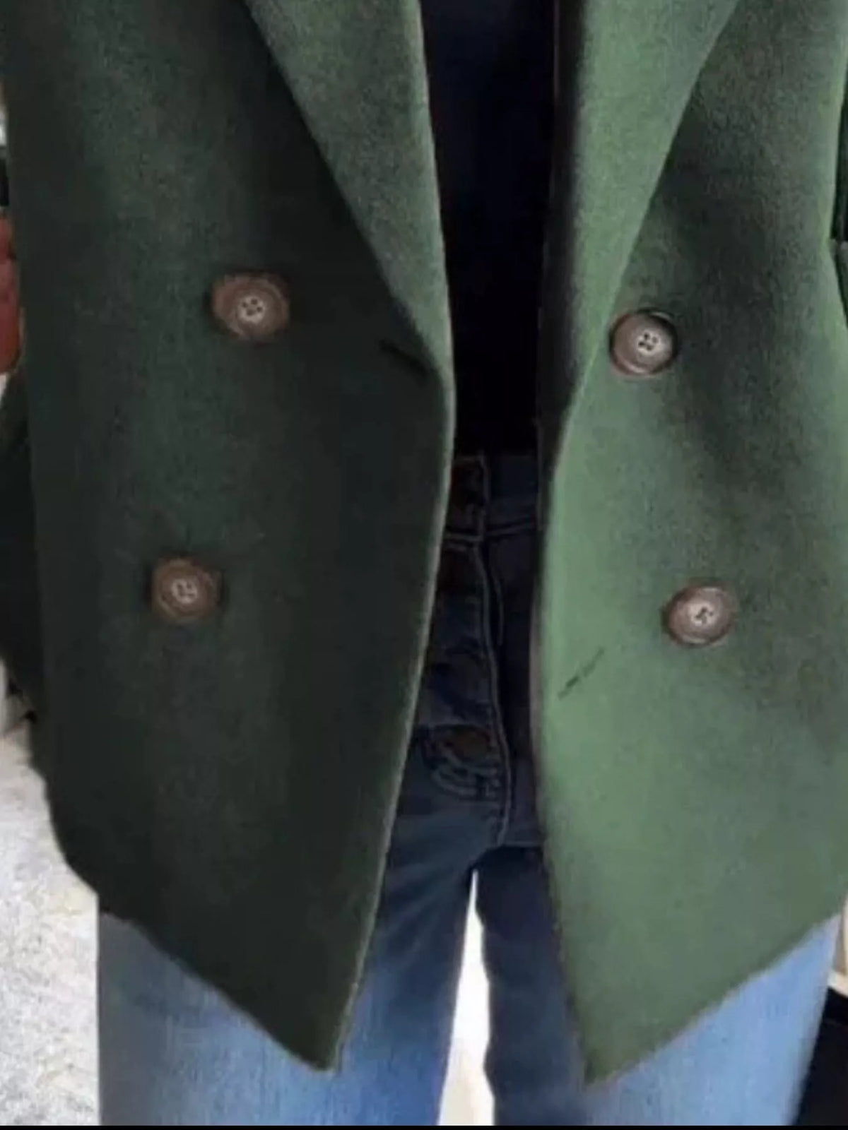 Women's Double Breasted Short Coat with Shawl Collar and Knit Cuffs