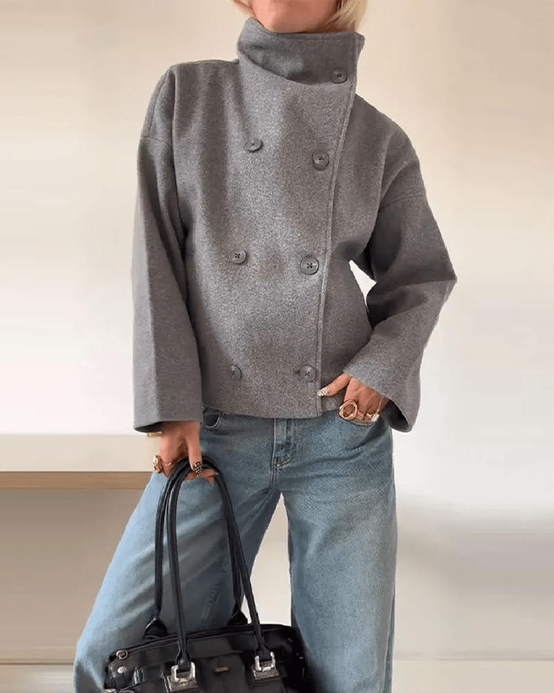 Women's Double Breasted Stand Collar Jacket