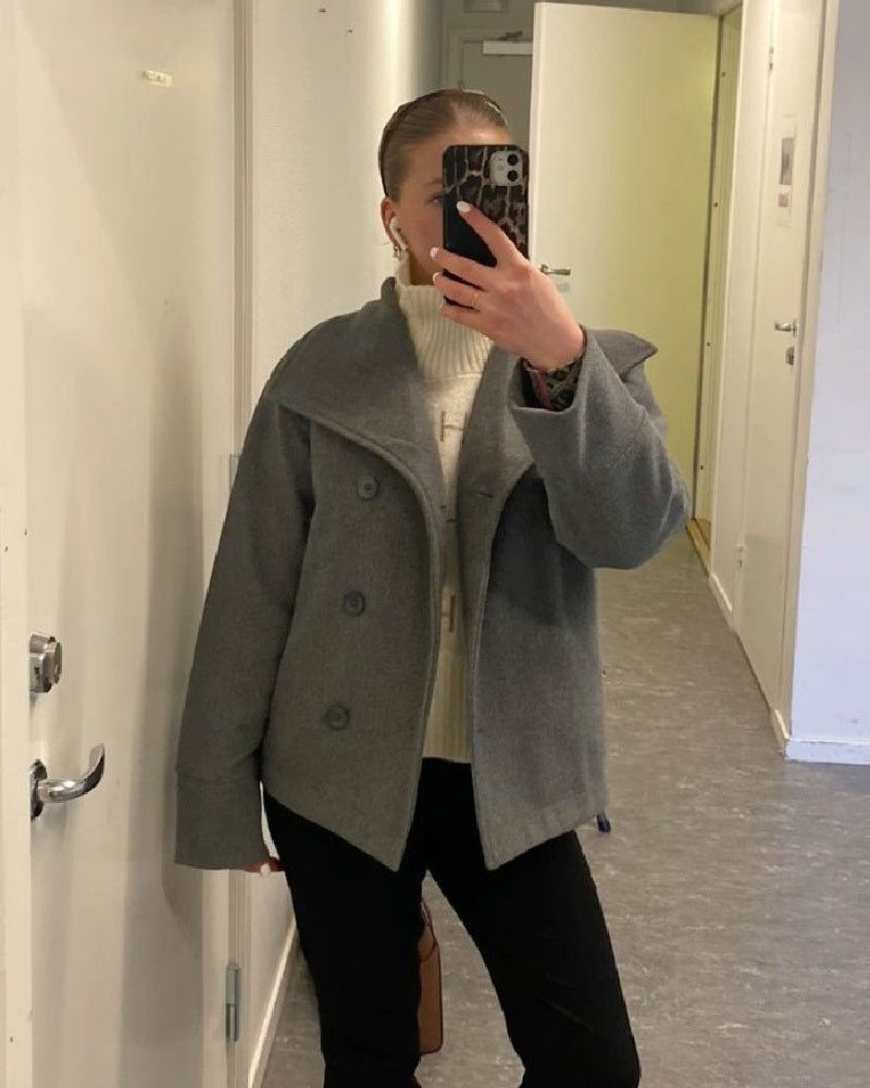 Women's Double Breasted Stand Collar Jacket