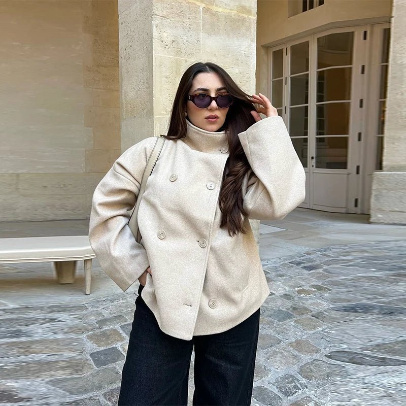 Women's Double Breasted Stand Collar Jacket