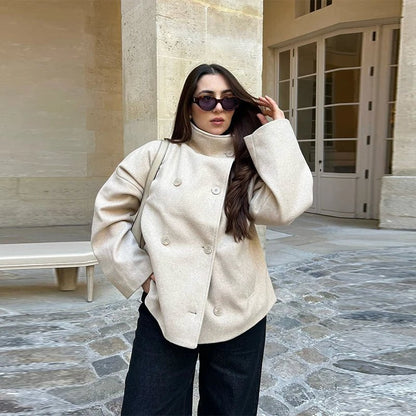 Women's Double Breasted Stand Collar Jacket