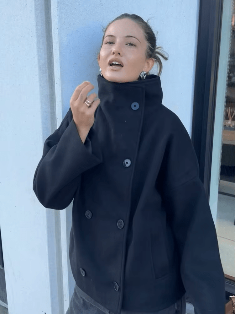 Women's Double Breasted Stand Collar Jacket